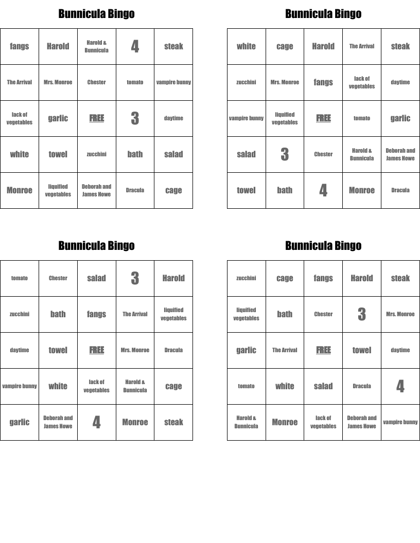Bunnicula Bingo