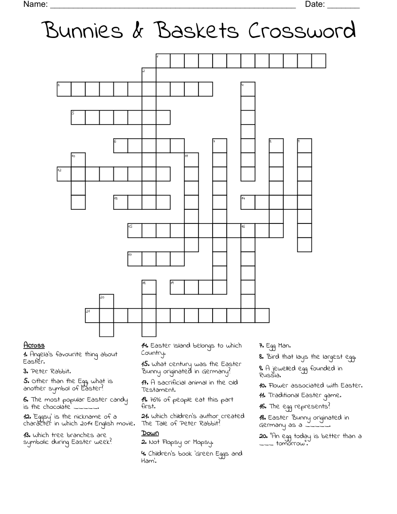 Bunnies & Baskets Crossword