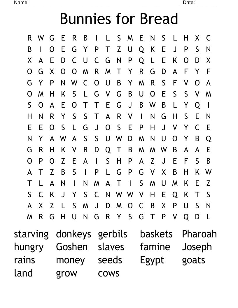 Bunnies for Bread Word Search