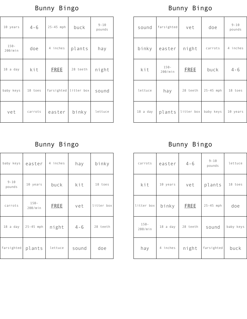 Bunny Bingo