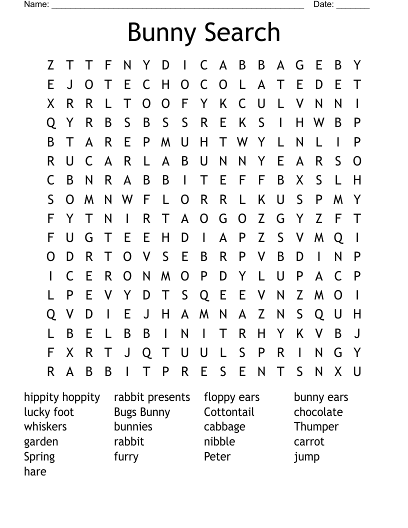 Bunny Search Word Search
