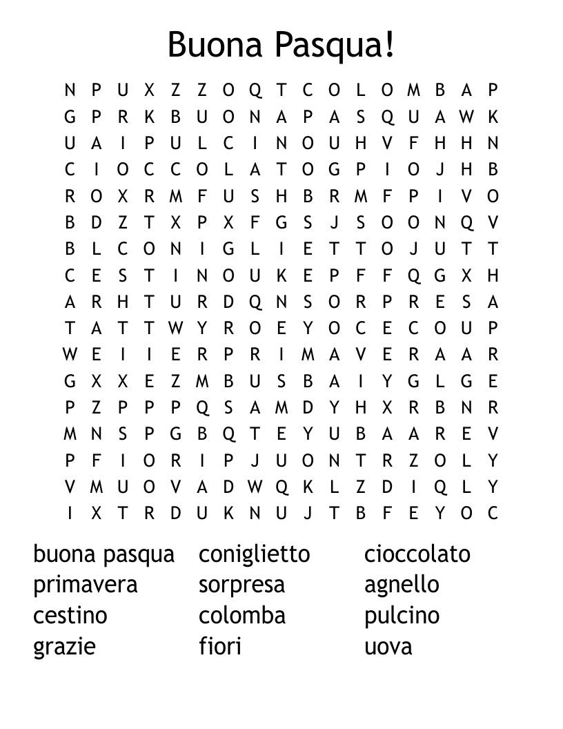 Buona Pasqua! Word Search