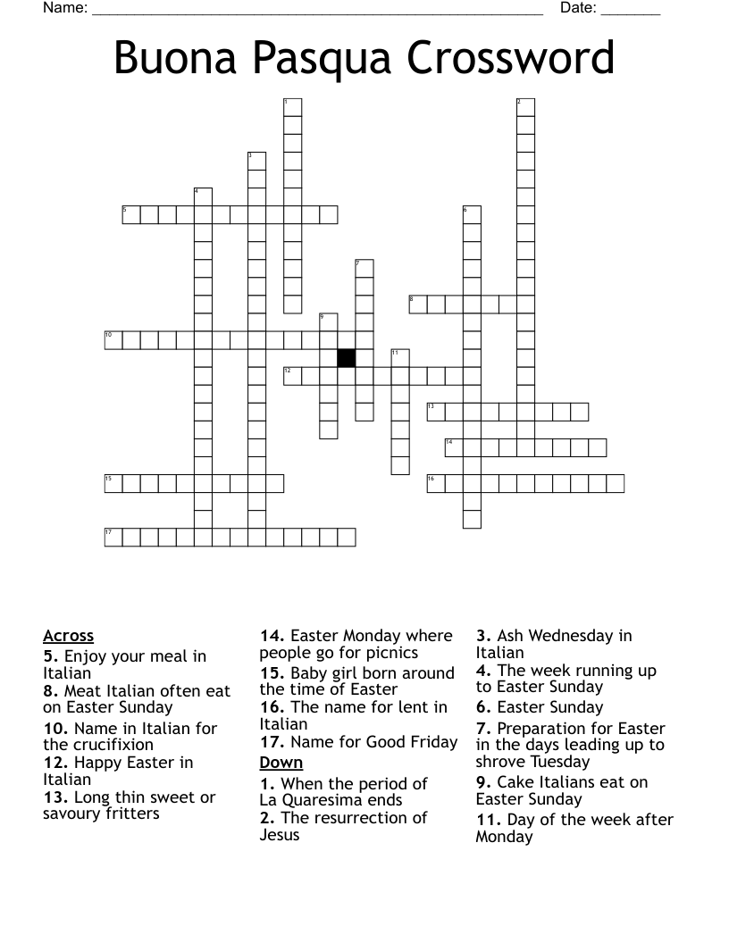 Buona Pasqua Crossword