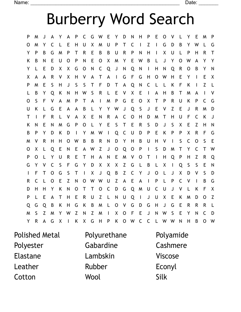 Burberry Word Search