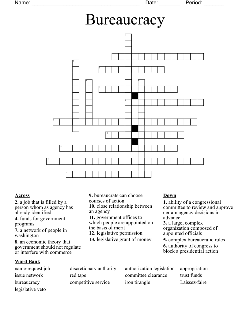 Bureaucracy Crossword