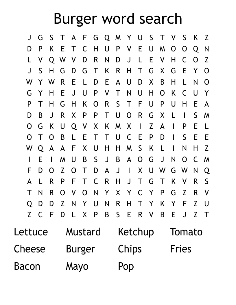 Burger word search