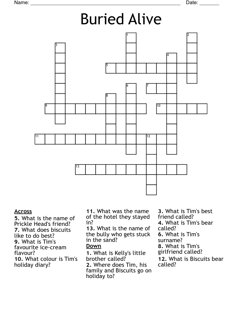 Buried Alive Crossword