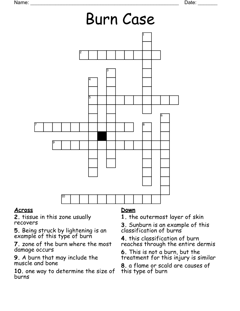 Burn Case Crossword