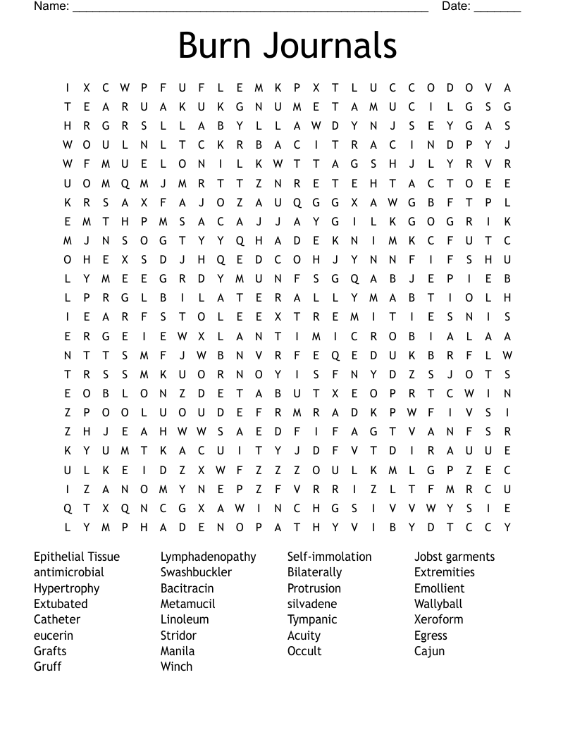 Burn Journals Word Search