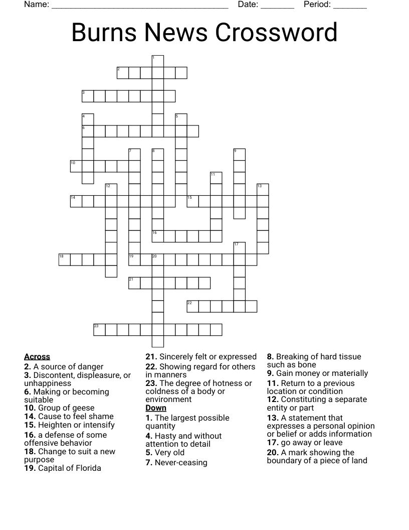 Burns News Crossword 