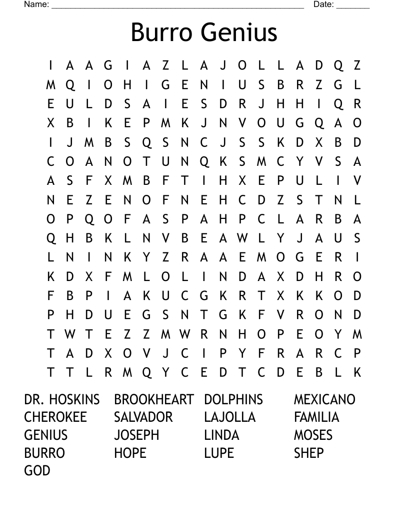 Burro Genius Word Search
