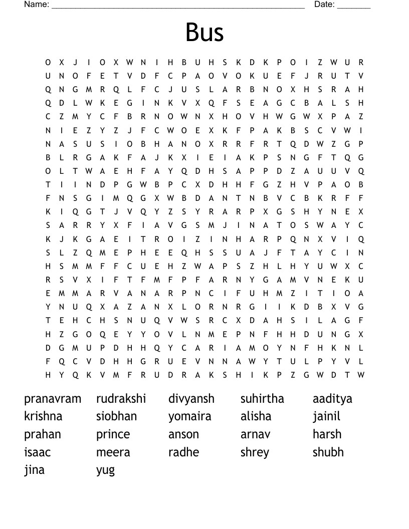 Bus Word Search