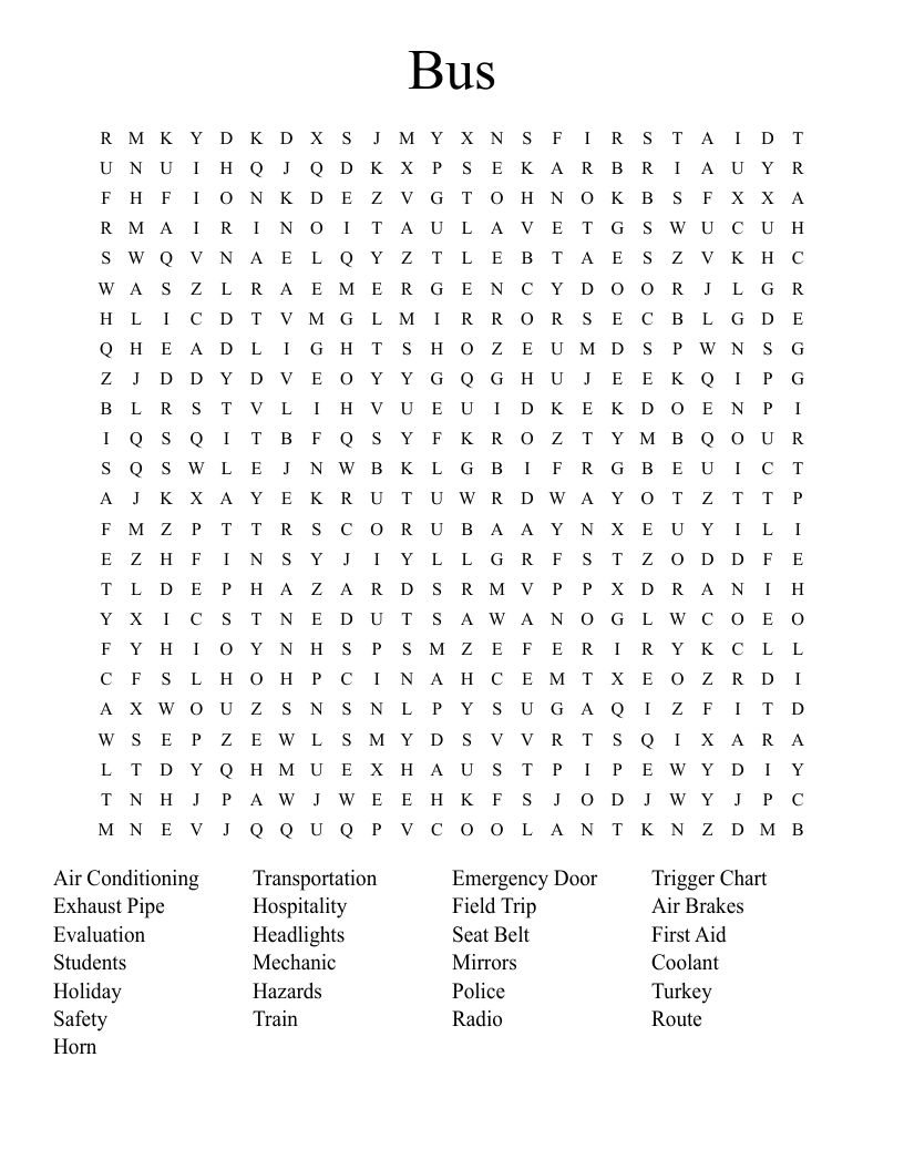 Bus  Word Search