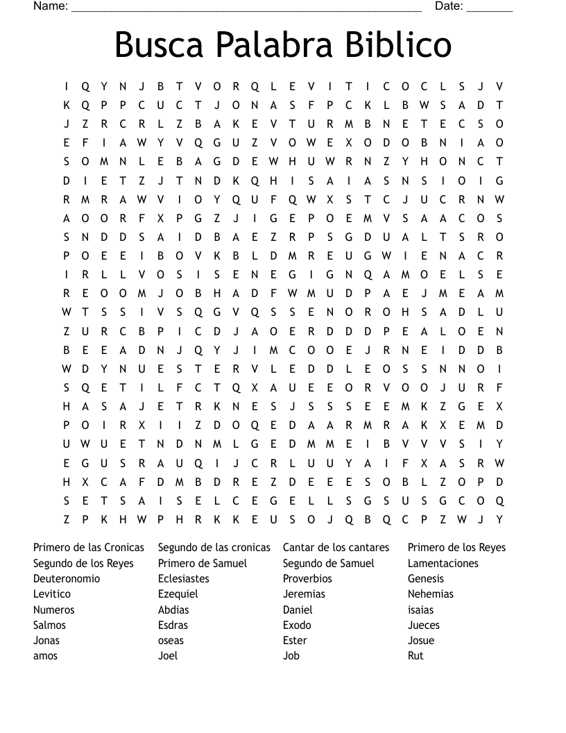 Busca Palabra Biblico Word Search