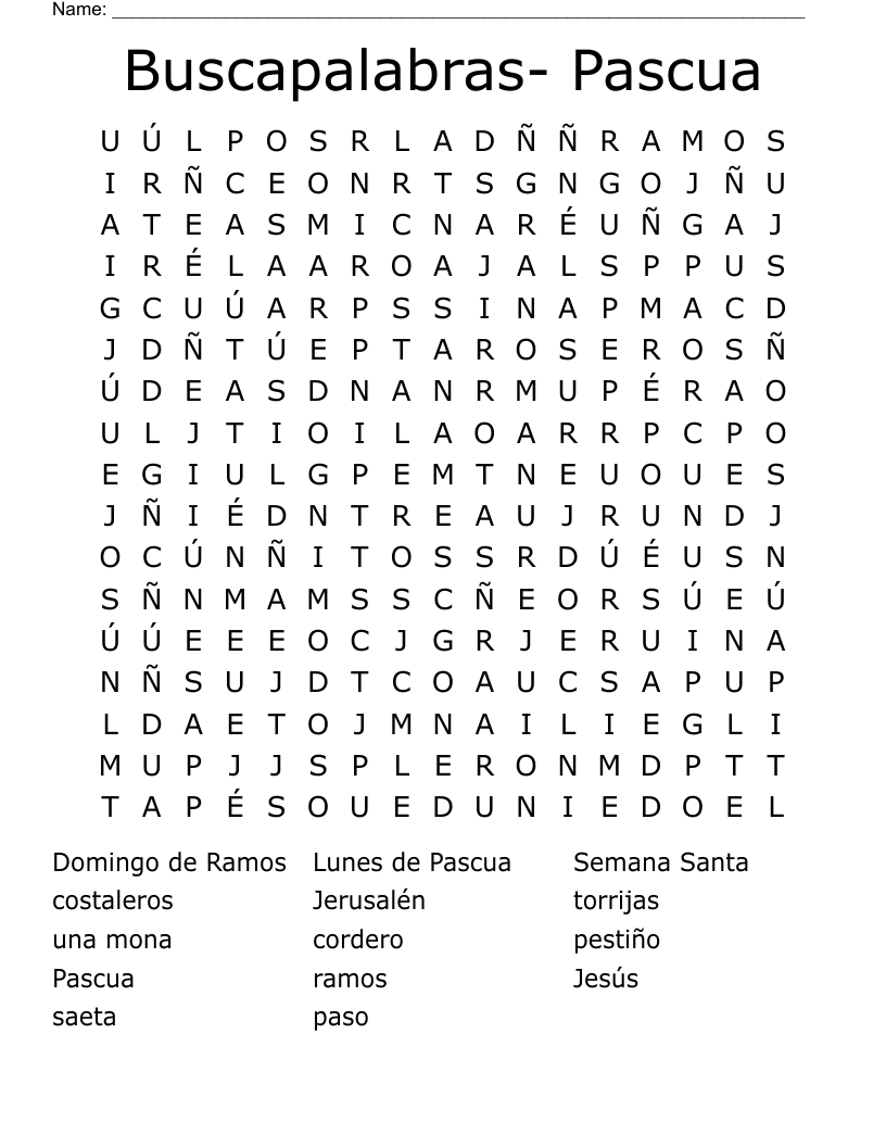 Buscapalabras- Pascua Word Search