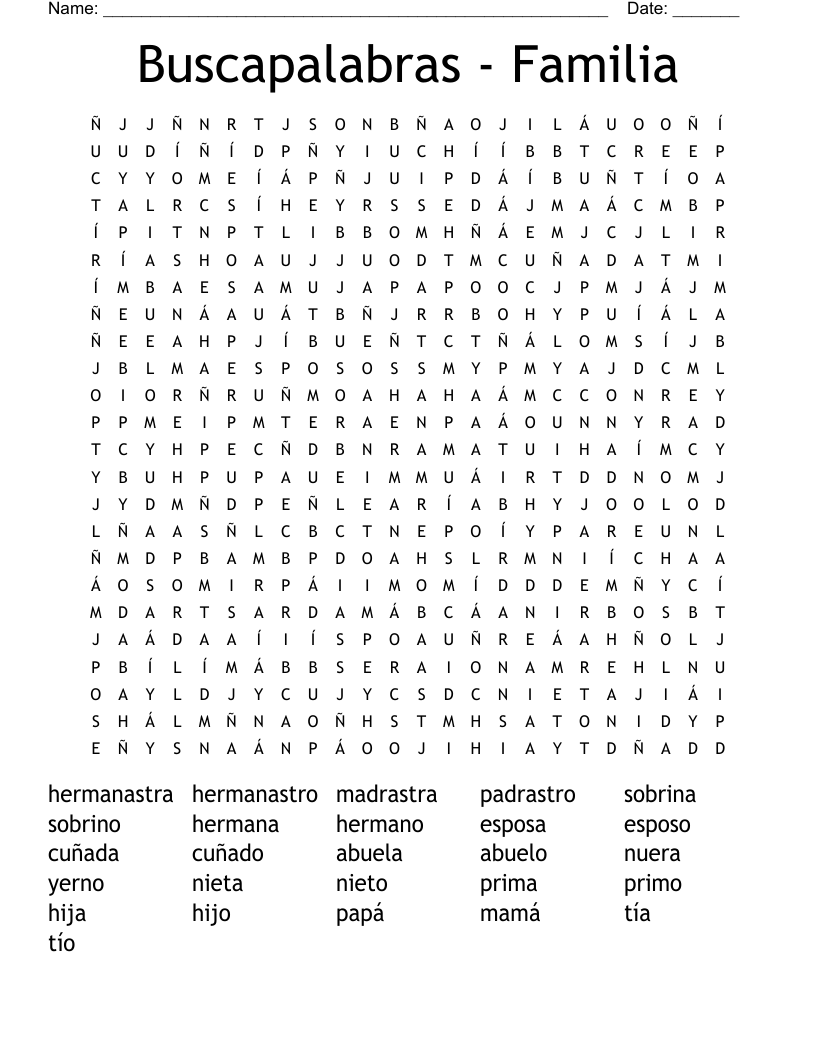 Buscapalabras - Familia Word Search