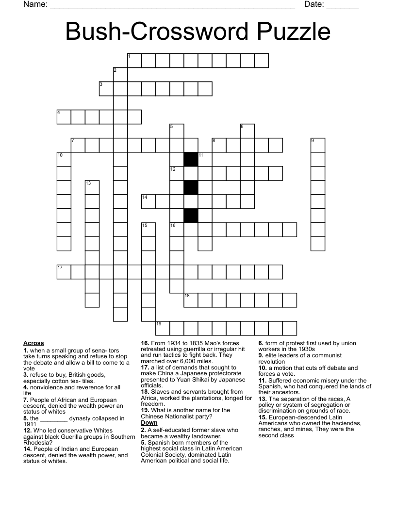 Bush-Crossword Puzzle