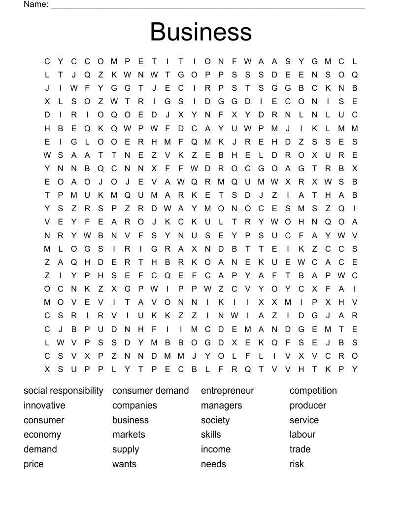 Business Word Search