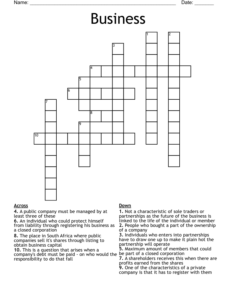 Business Crossword