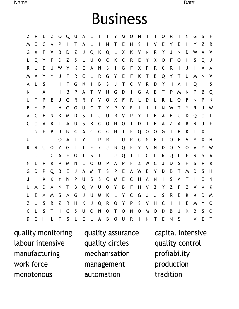 Business Word Search