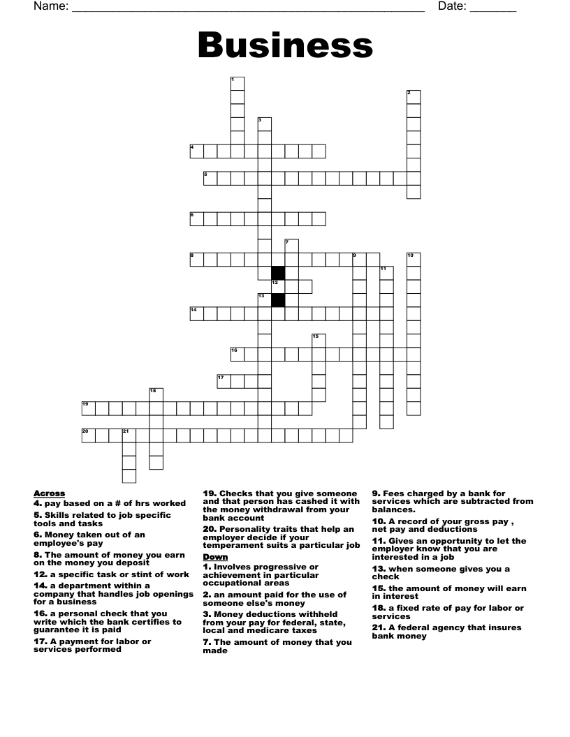 Business Crossword
