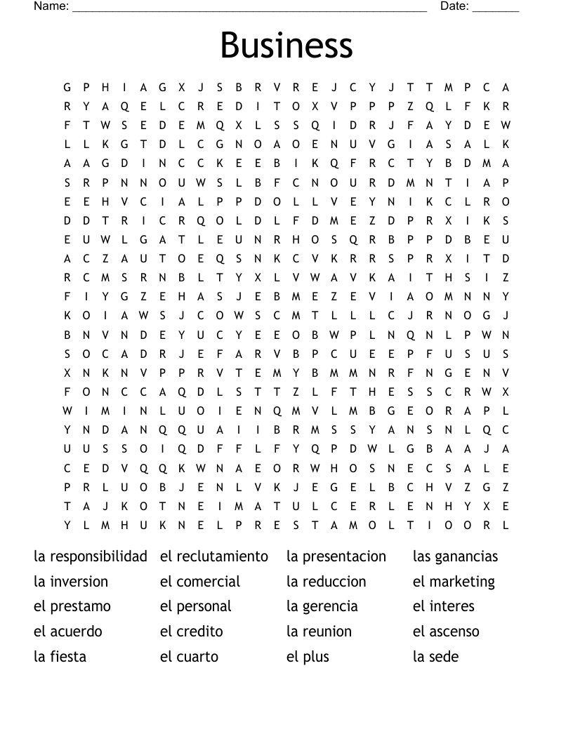 Business Word Search