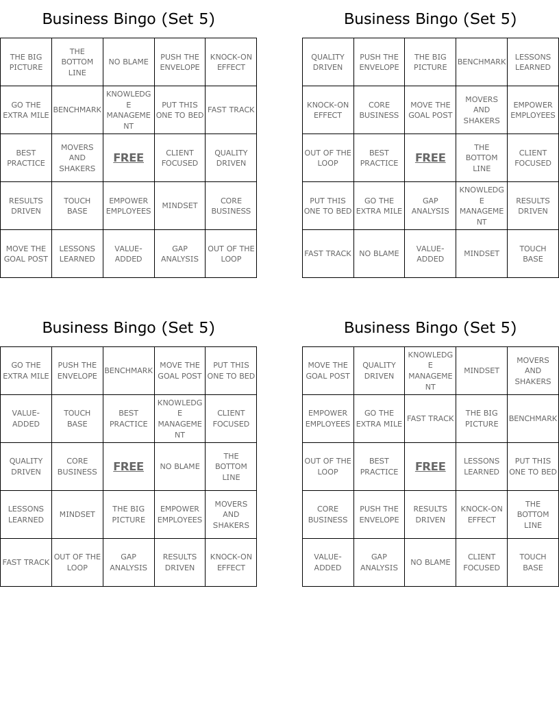 Business Bingo (Set 5)