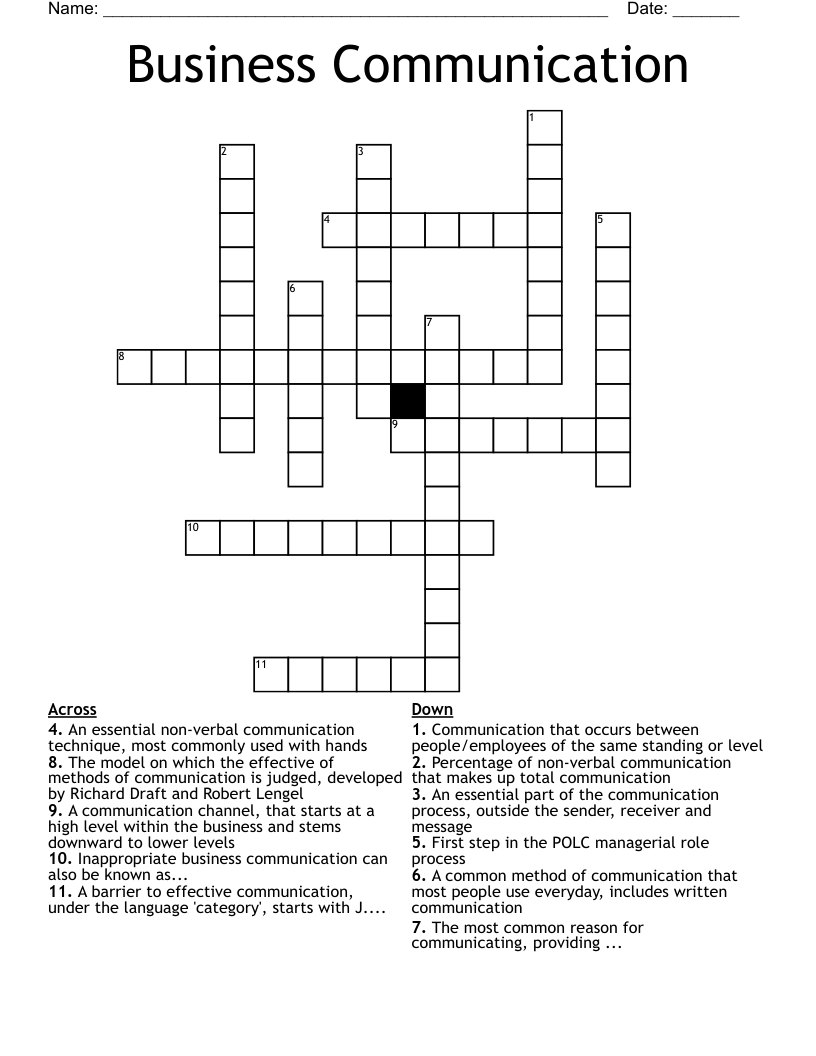 Business Communication Crossword