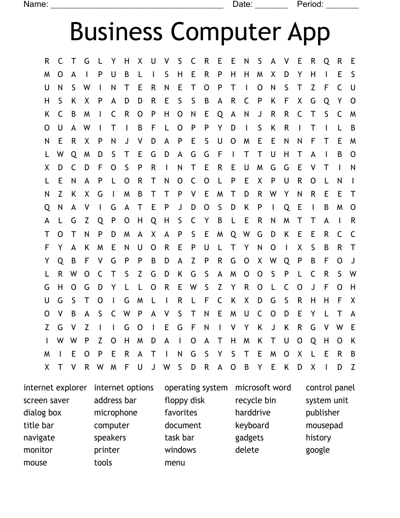 Business Computer App Word Search