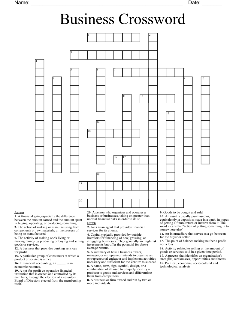 Business Crossword