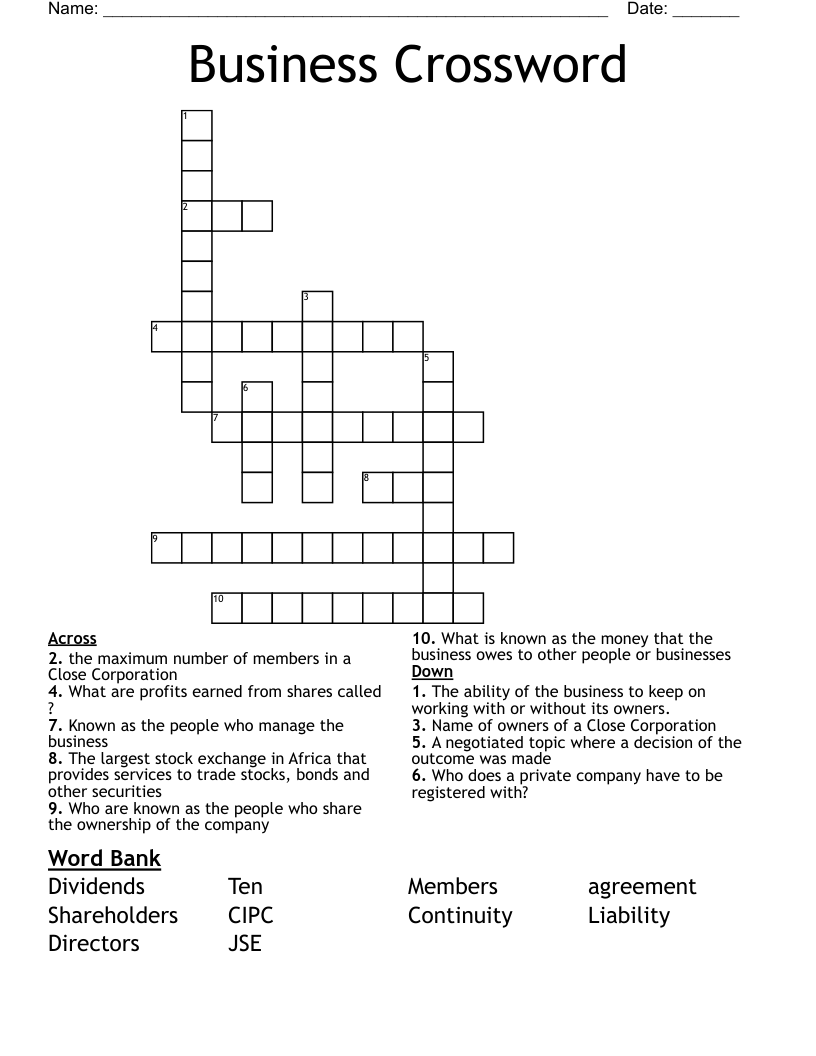 Business Crossword