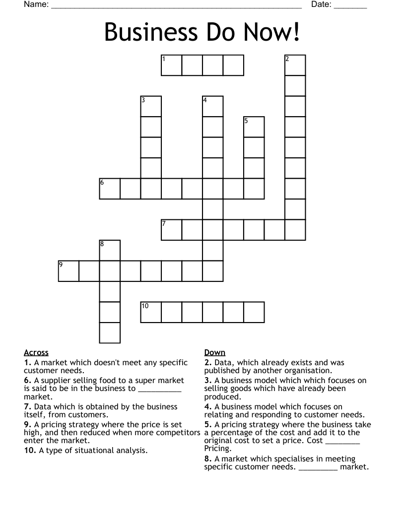 Business Do Now! Crossword