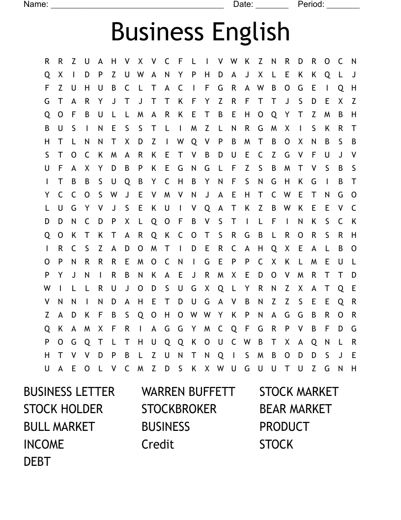 Business English Word Search