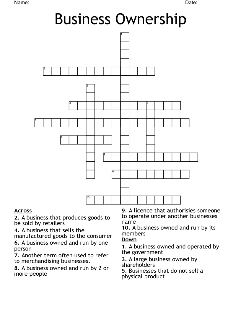 Business Ownership Crossword