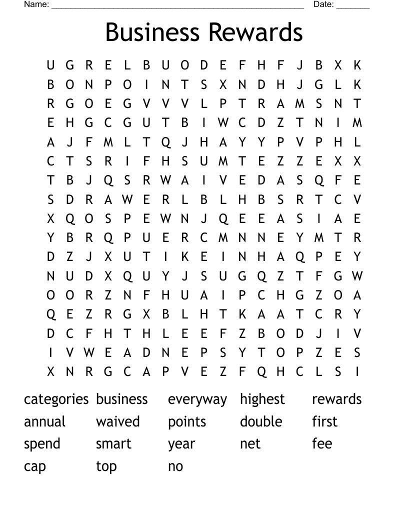 Business Rewards Word Search