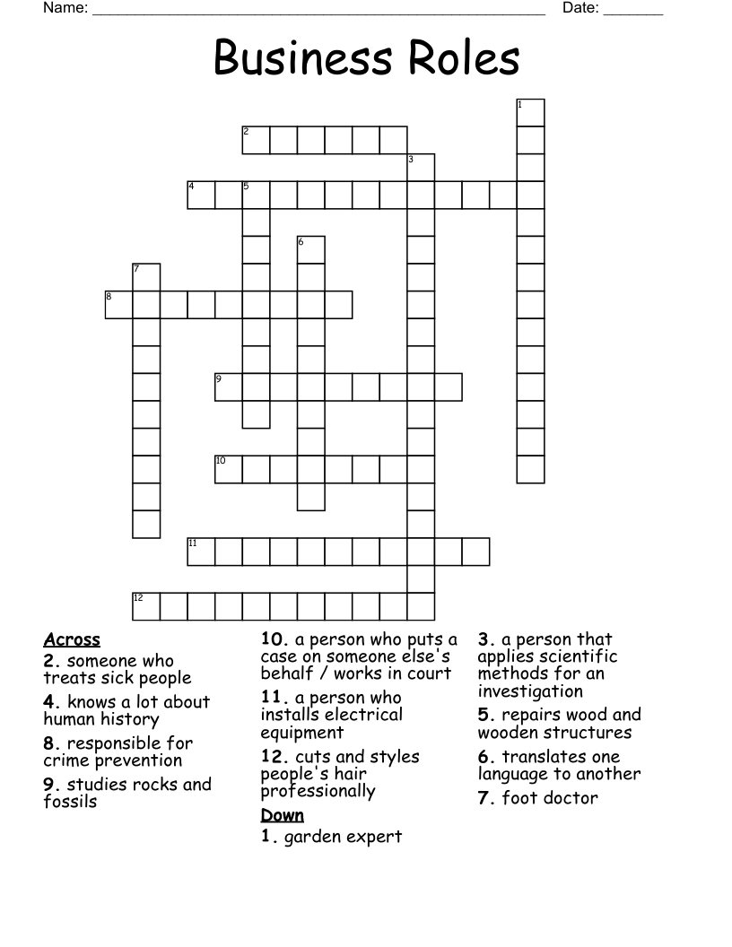 Business Roles Crossword