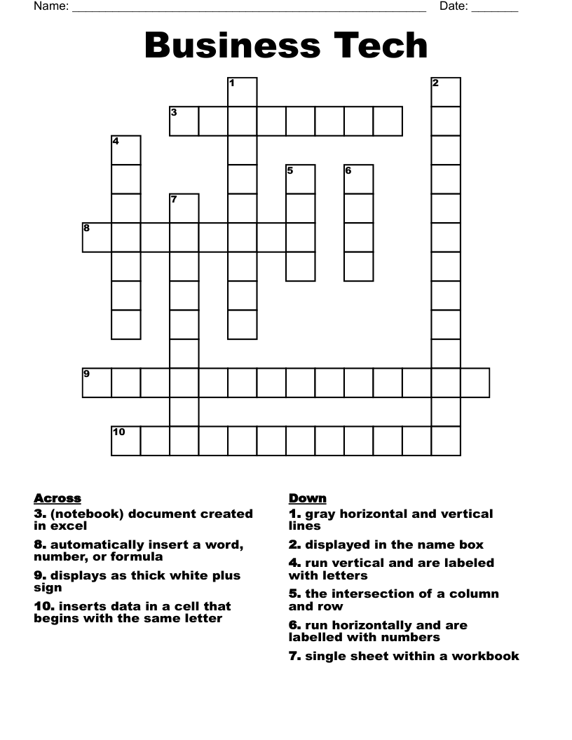 Business Tech  Crossword
