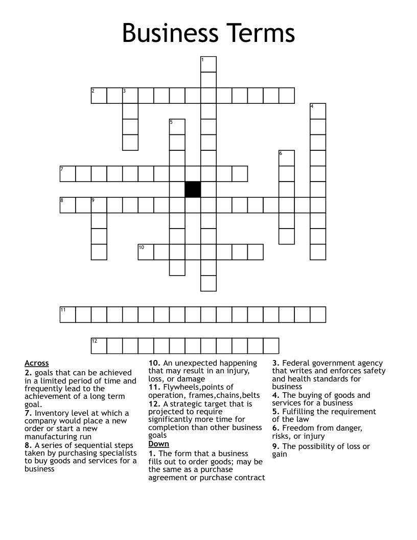 Business Terms Crossword