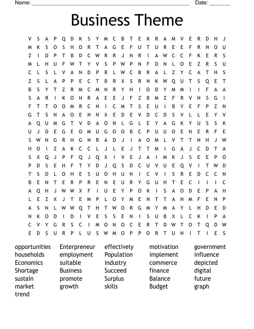 Business Theme Word Search