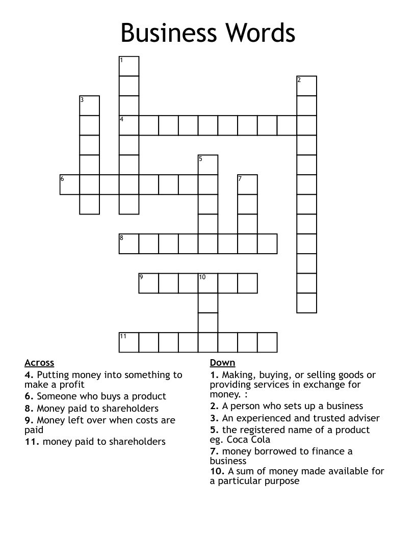 Business Words Crossword