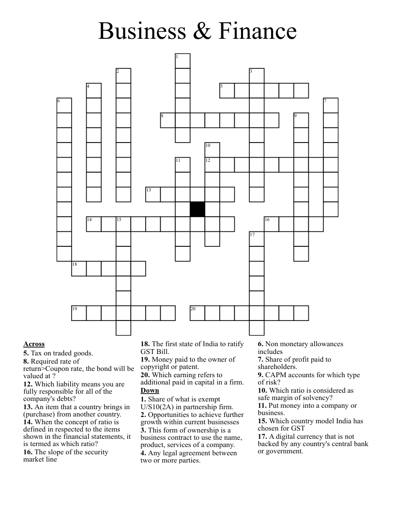 Business & Finance Crossword