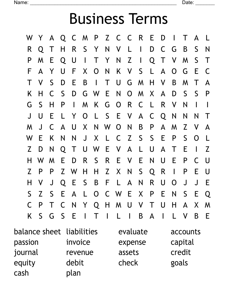 Business  Terms  Word Search