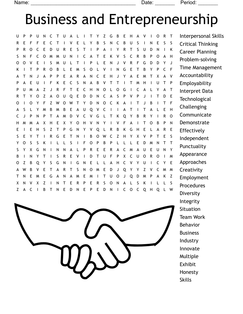 Business and Entrepreneurship Word Search