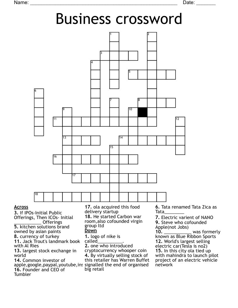 Business crossword