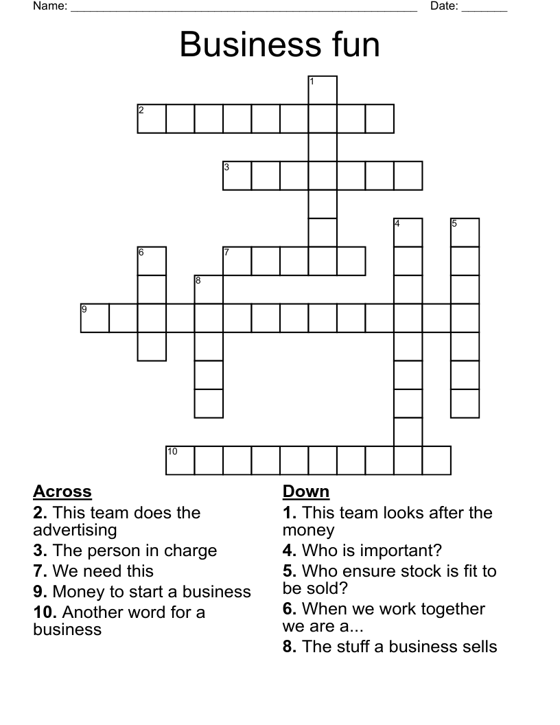 Business fun Crossword