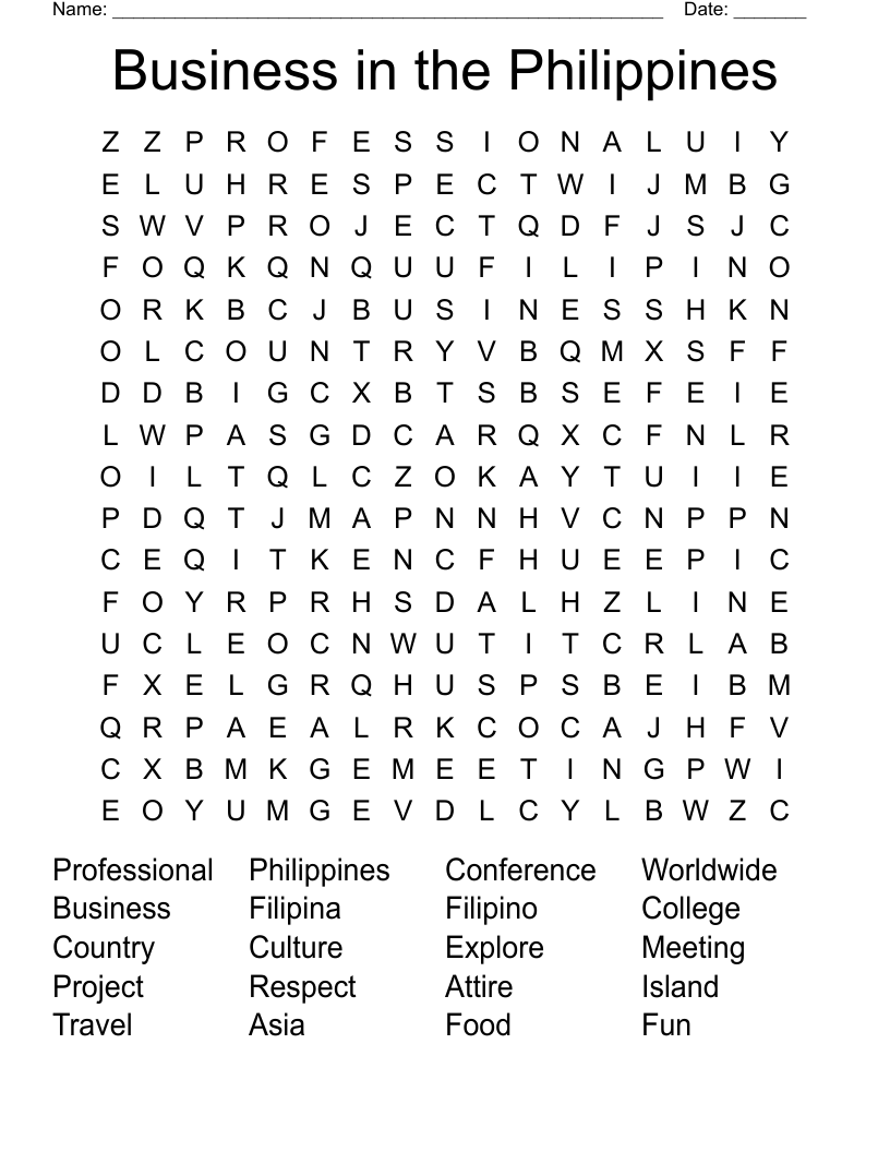 Business in the Philippines Word Search