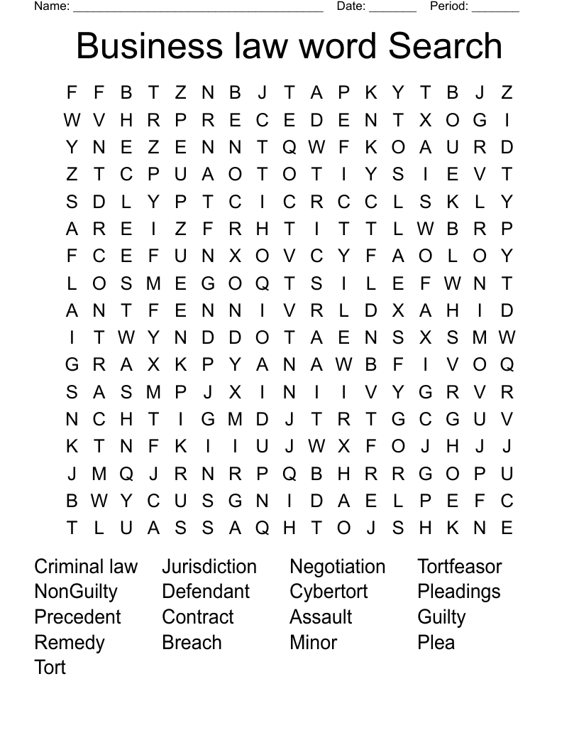 Business law word Search