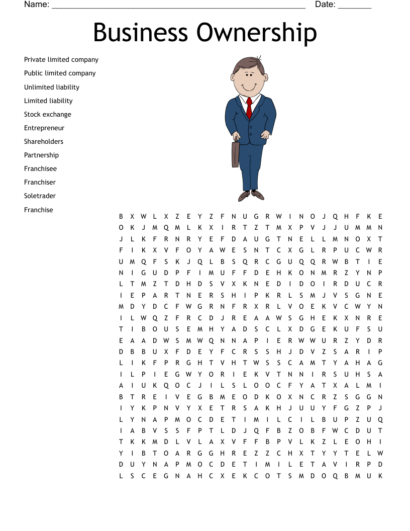 Business Ownership  Word Search