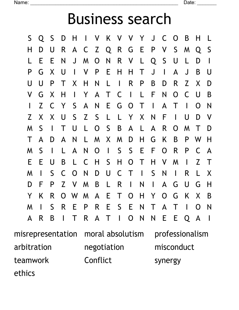 Business search Word Search