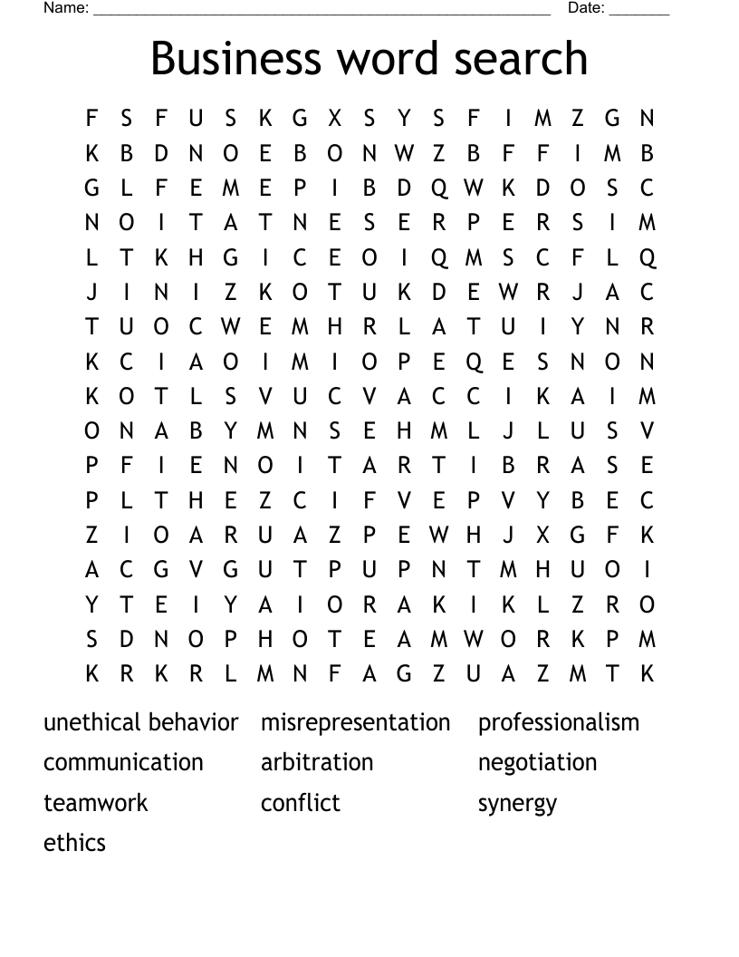 Business word search 